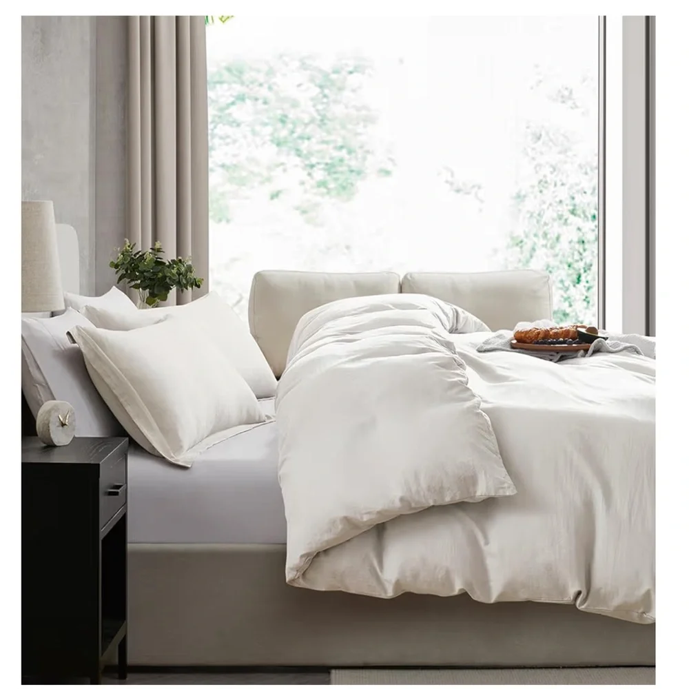 Elegant Neutral Off White DUVET Bedding 2pc Set-TWIN